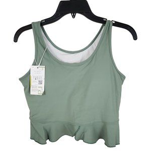 NWT Halara Padded Green Ruffle Tank Top L